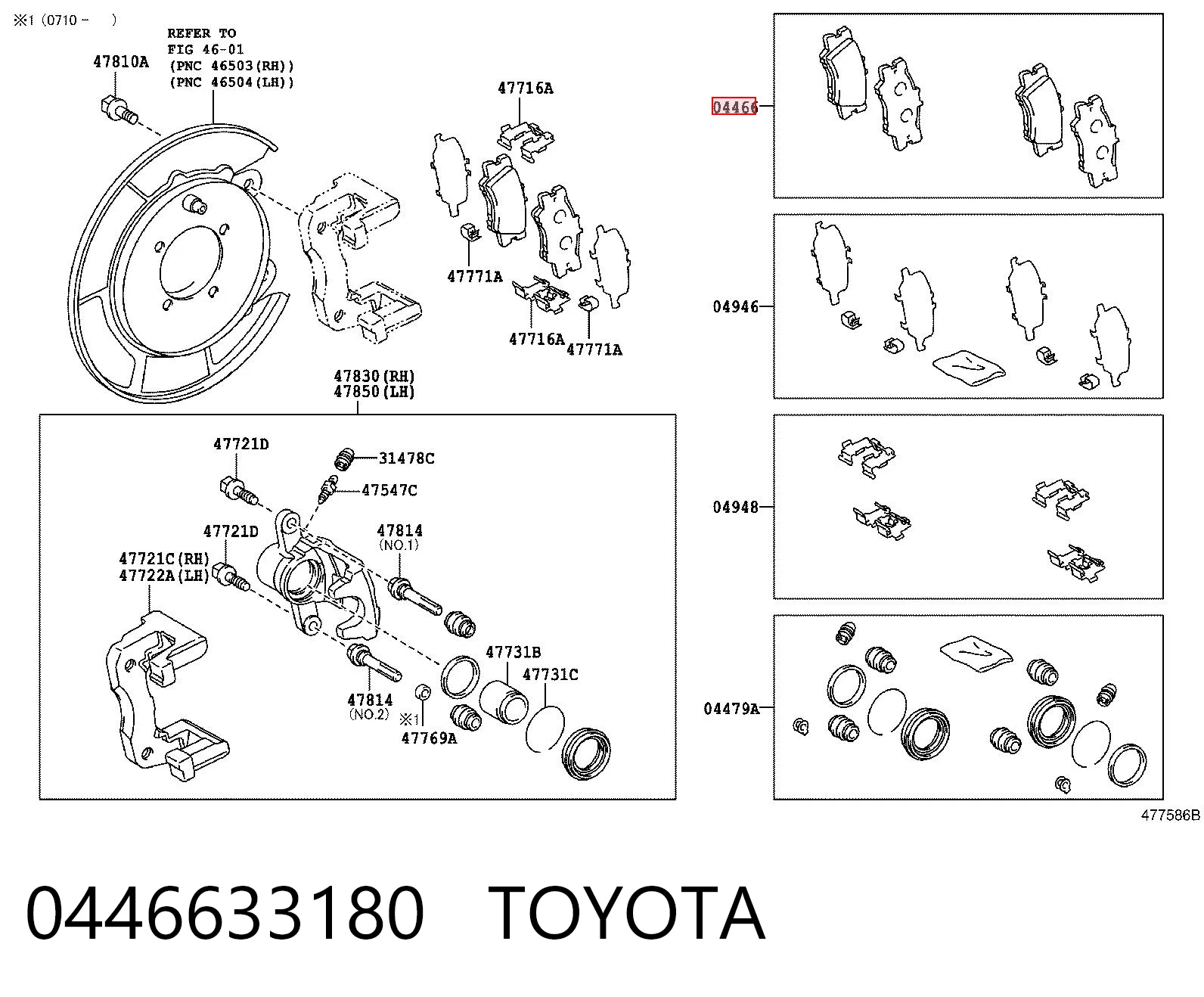 0446633180 Toyota Pastillas freno traseras
