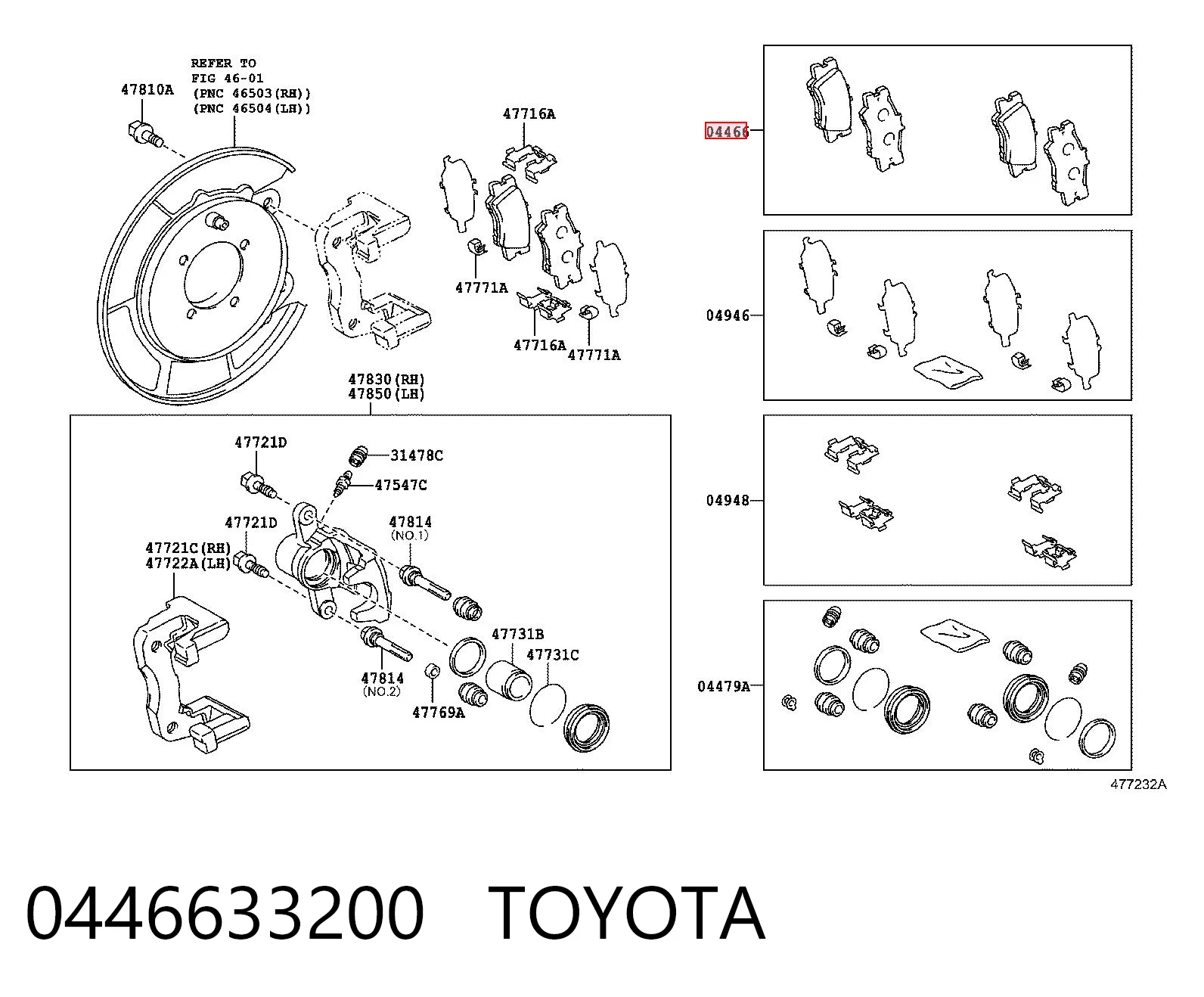 0446633200 Toyota Pastillas freno traseras