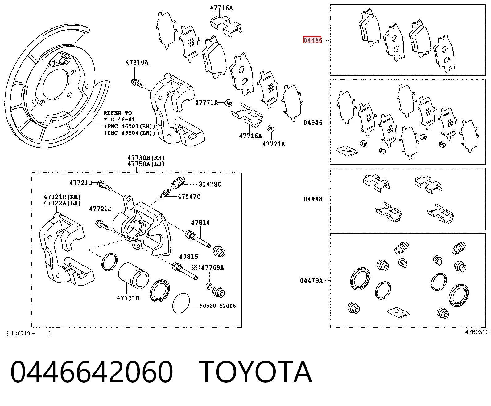 0446642060 Toyota Pastillas freno traseras