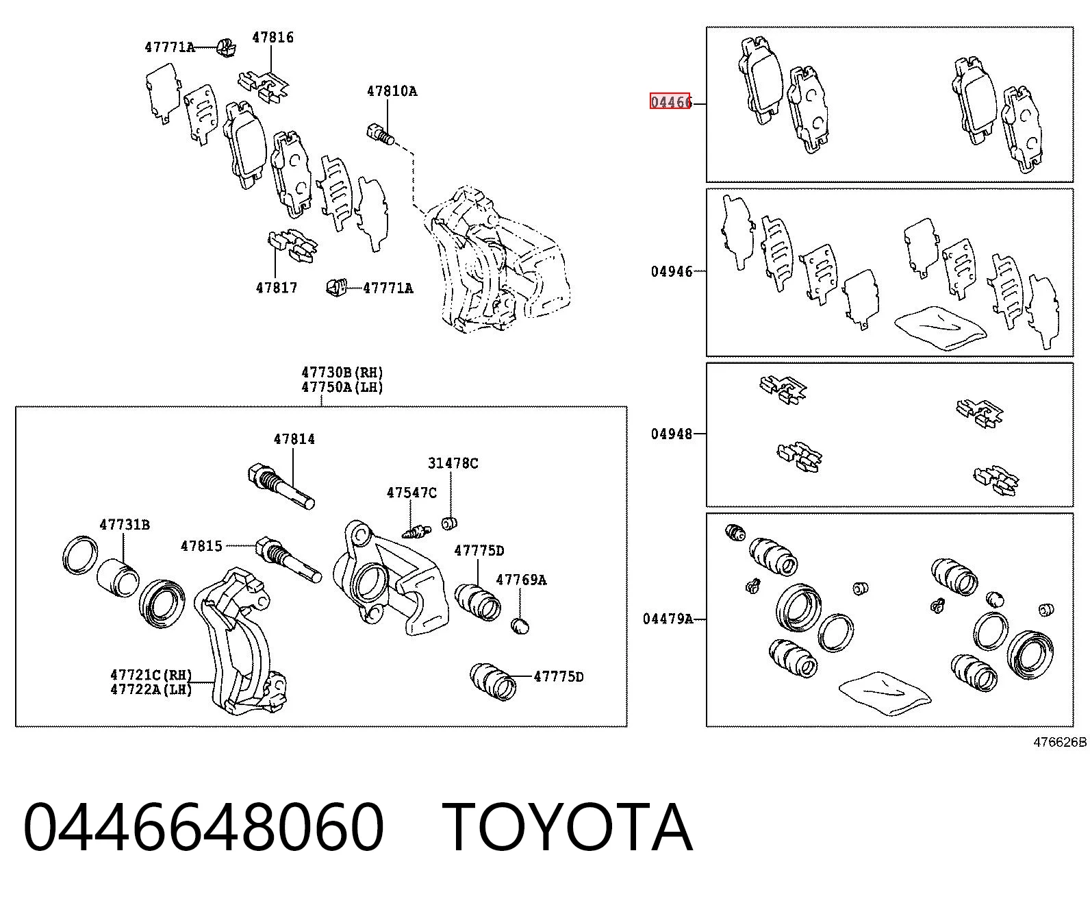 0446648060 Toyota Pastillas freno traseras