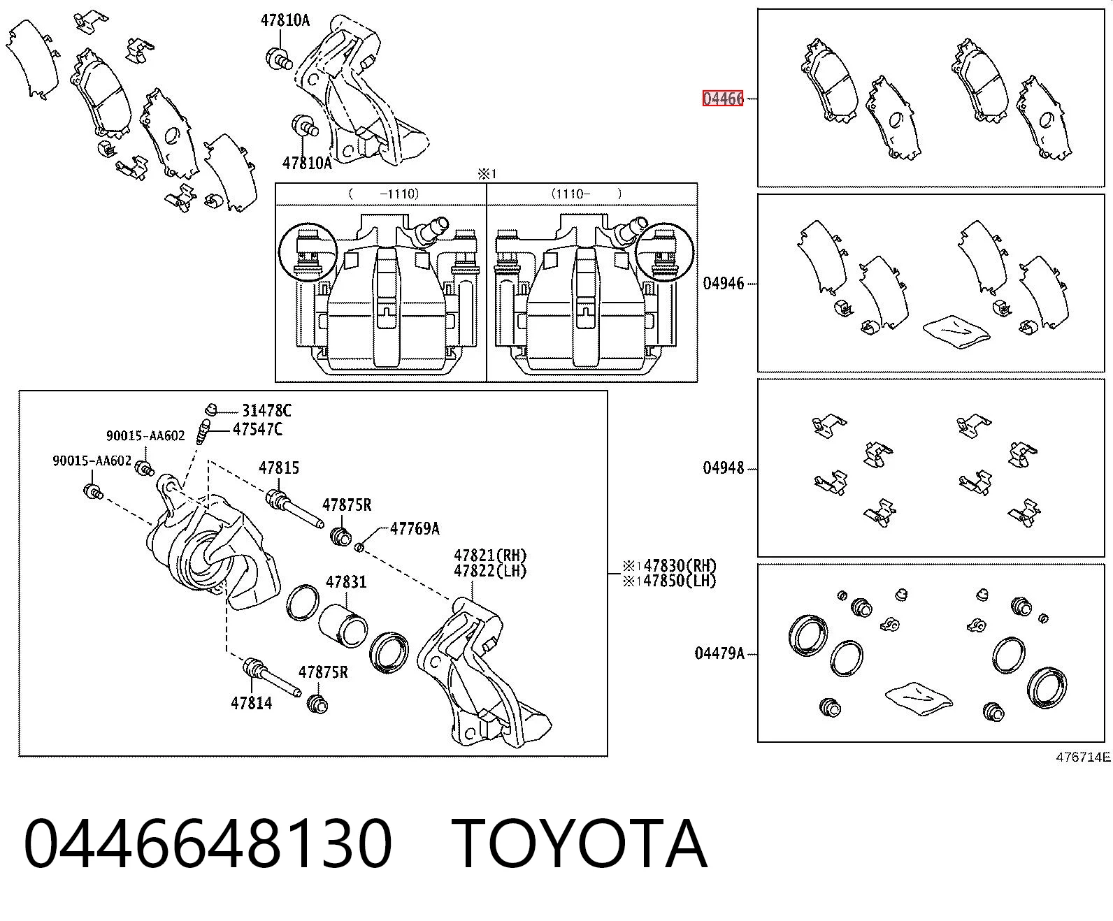 0446648130 Toyota Pastillas freno traseras