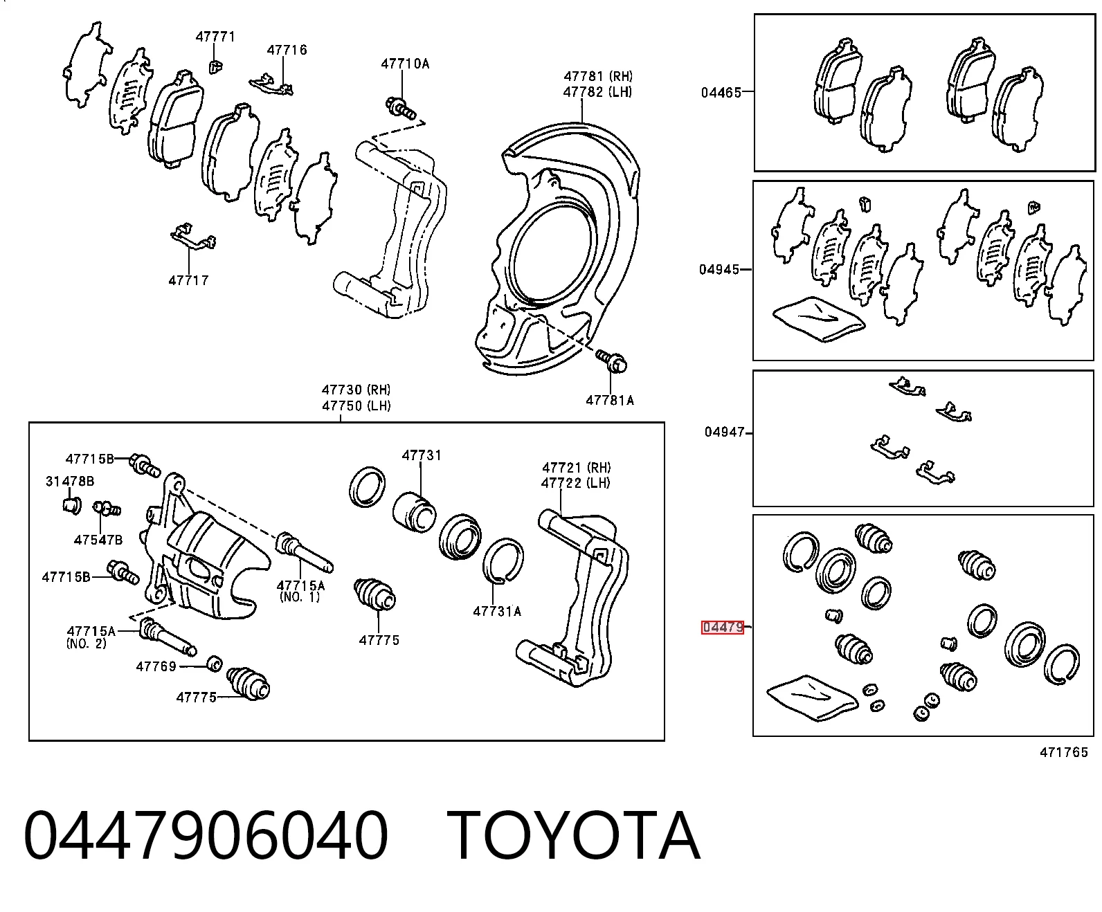  Kit de reparación de pinzas de freno Lexus RX 