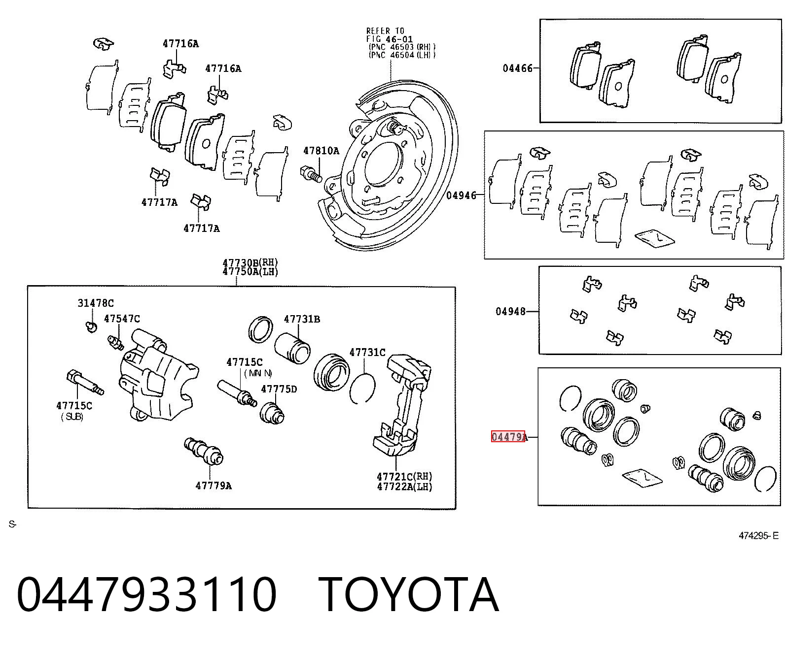 0447933110 Toyota Kit de reparación de frenos trasero