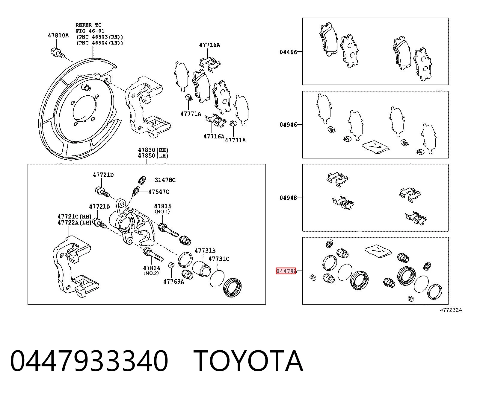 0447933340 Toyota Kit de reparación de frenos trasero