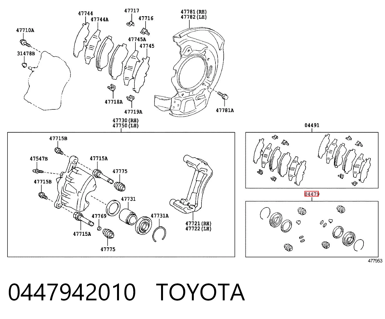 Comprar Juego de reparación de pinza de freno delantero Toyota RAV4 I XA a bajo precio