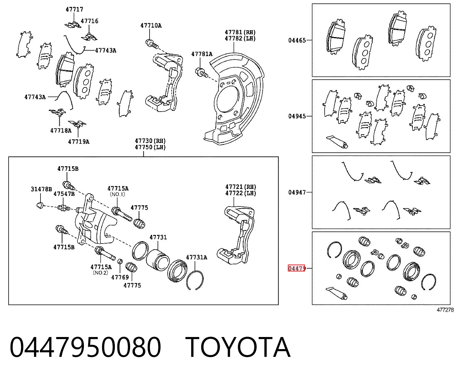 Kit de reparación de pinzas para Toyota Camry III V10
