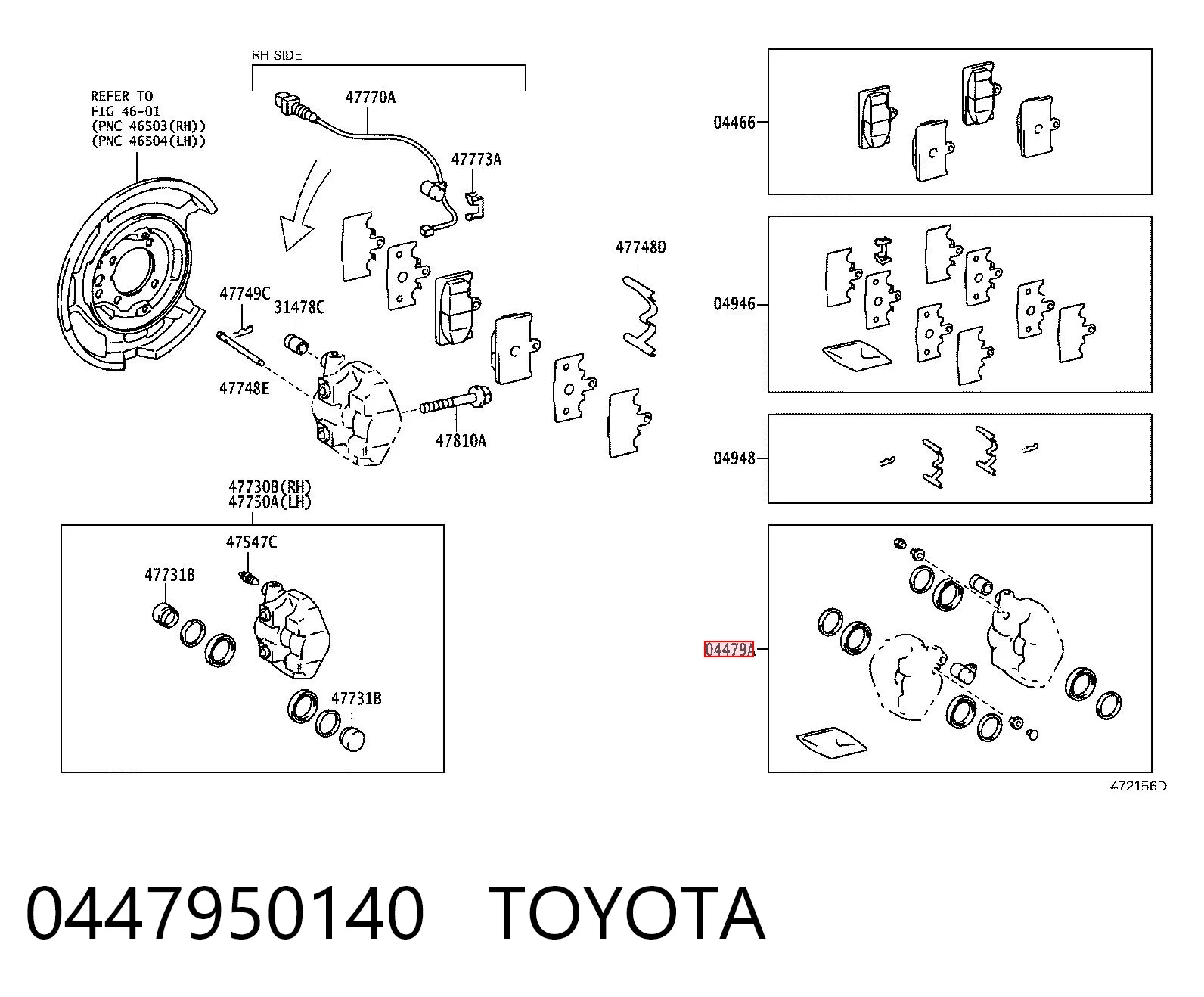 Kit de reparación de pinzas trasero para Lexus LS  (UCF30)