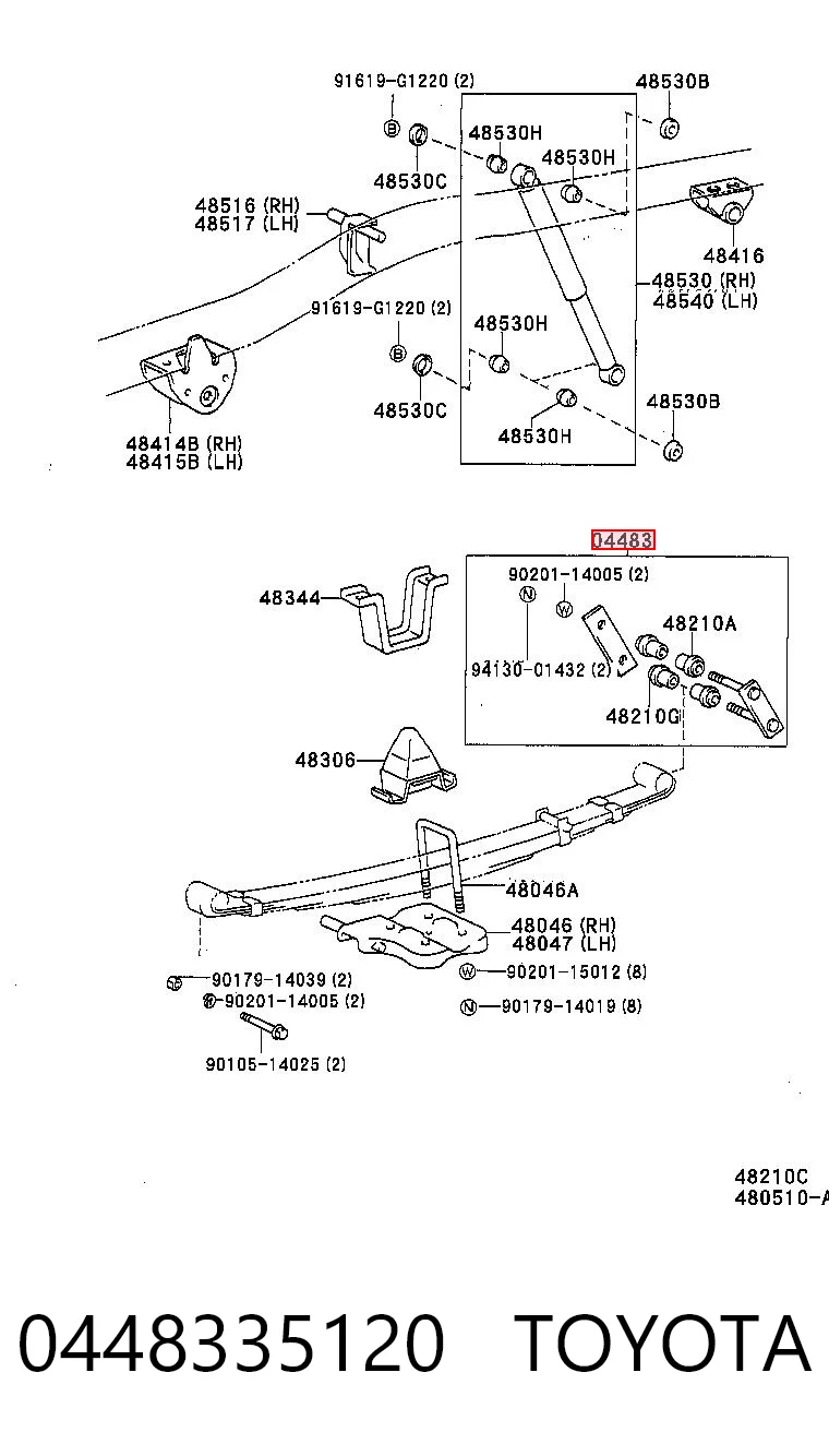 0448335120 Toyota Gemela de ballesta trasera