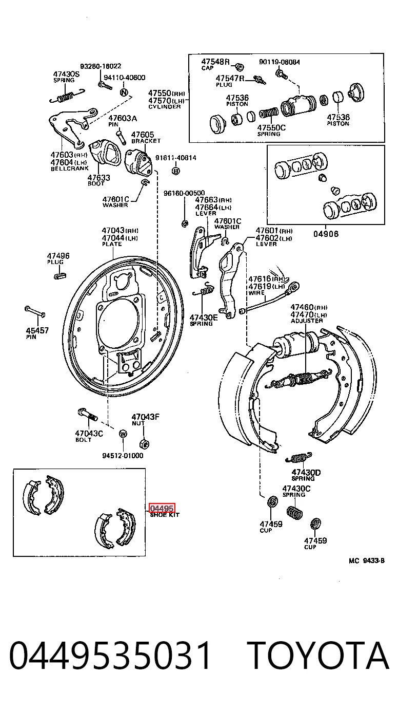 0449535031 Toyota Zapatas de freno de tambor traseras