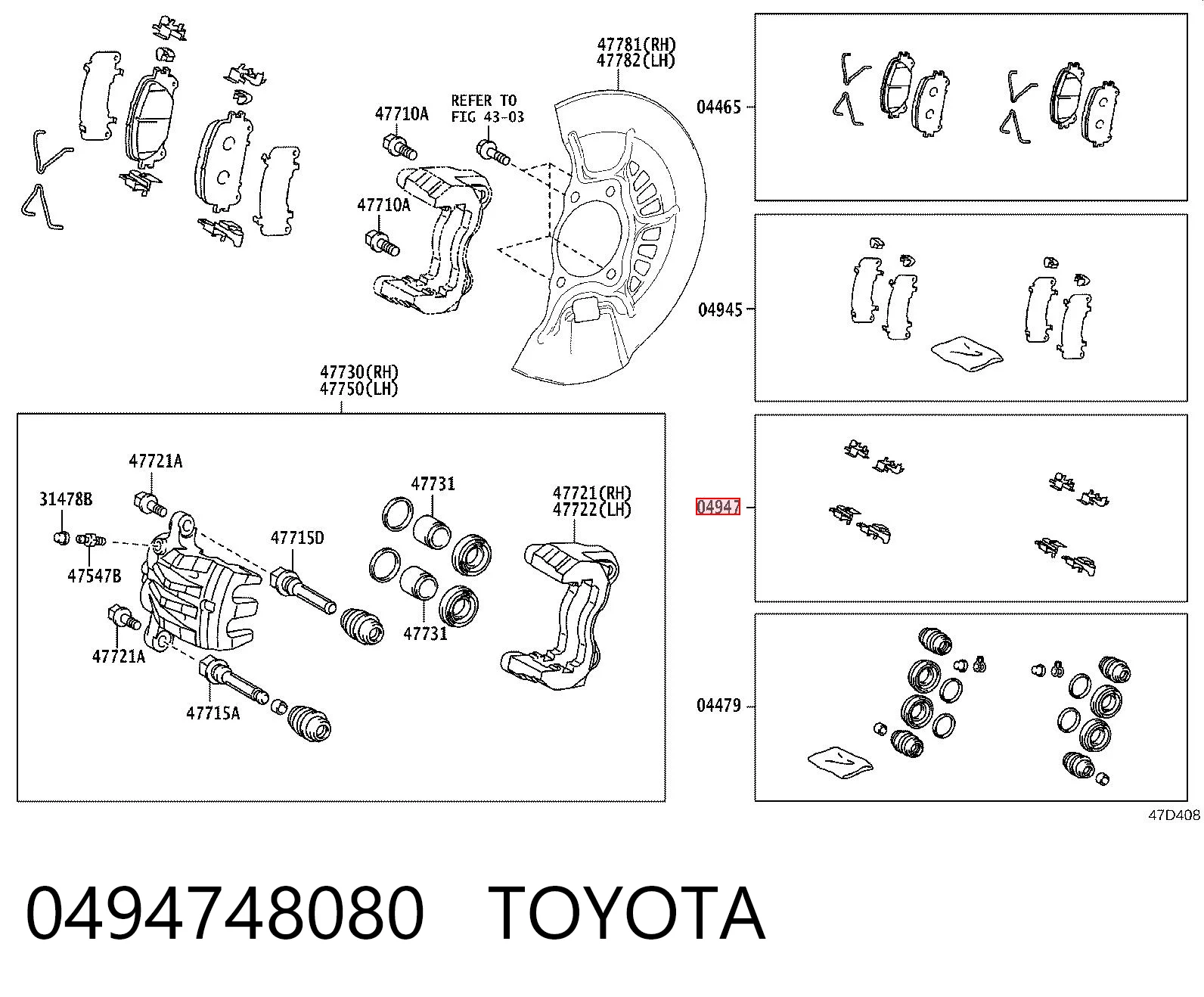 Juego de reparación de frenos delanteros para Lexus RX 450H/350L/200T L25