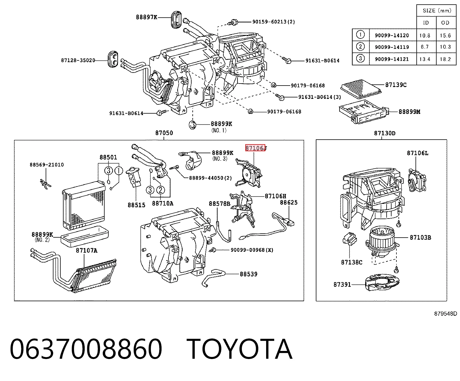 0637008860 Toyota Actuador de compuerta de calefacción