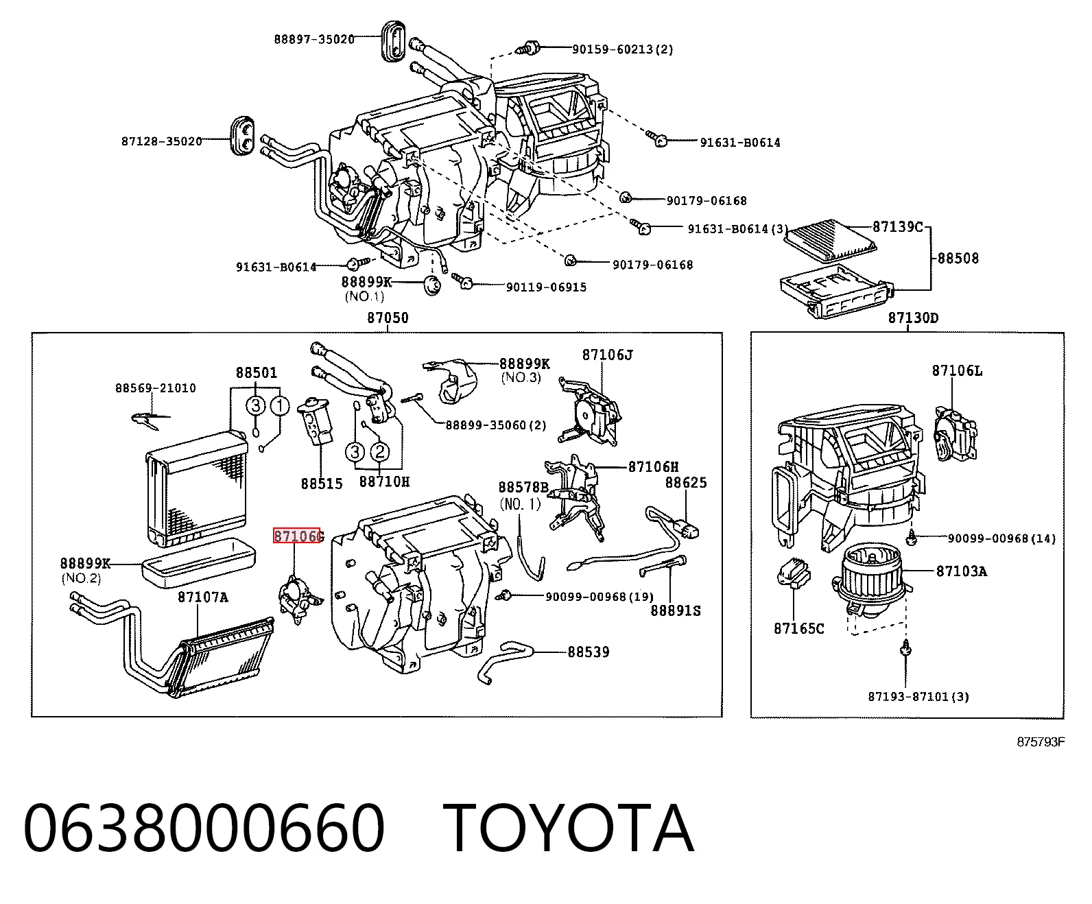 0638000660 Toyota Actuador de compuerta de calefacción