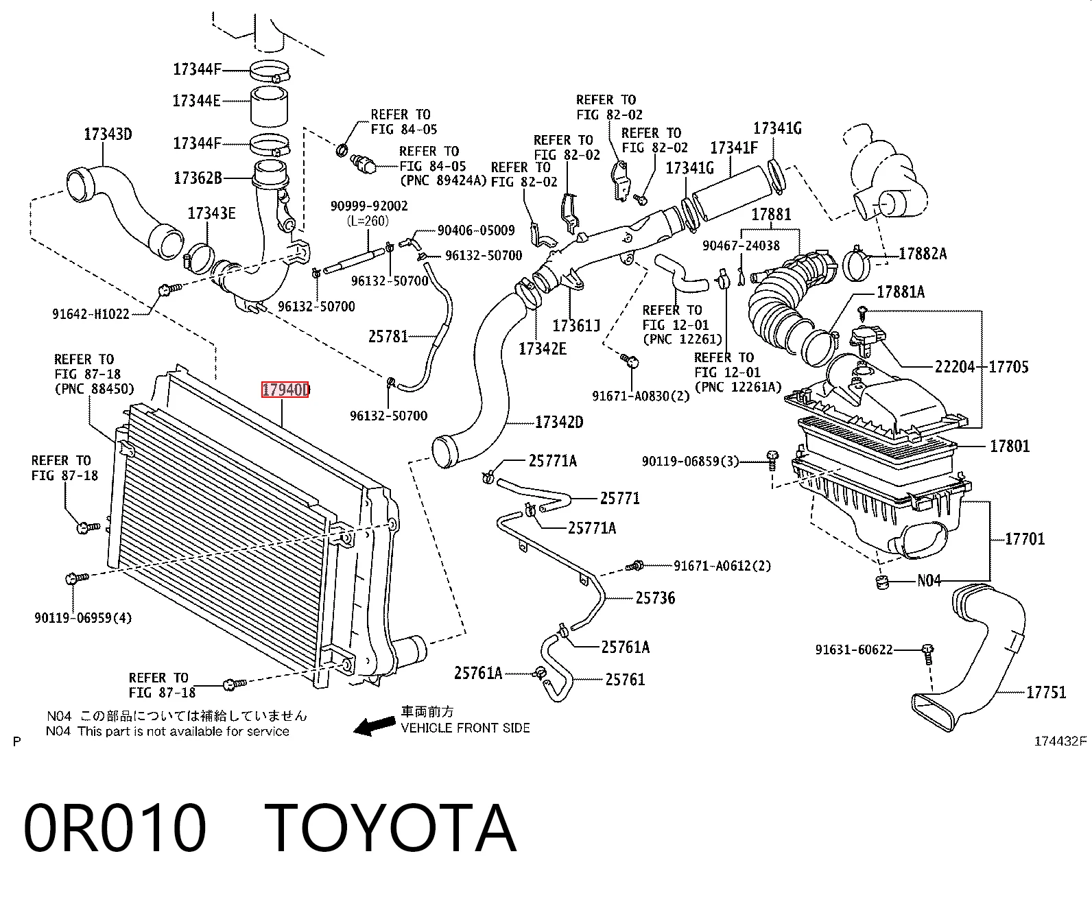 0R010 Toyota Radiador de intercooler