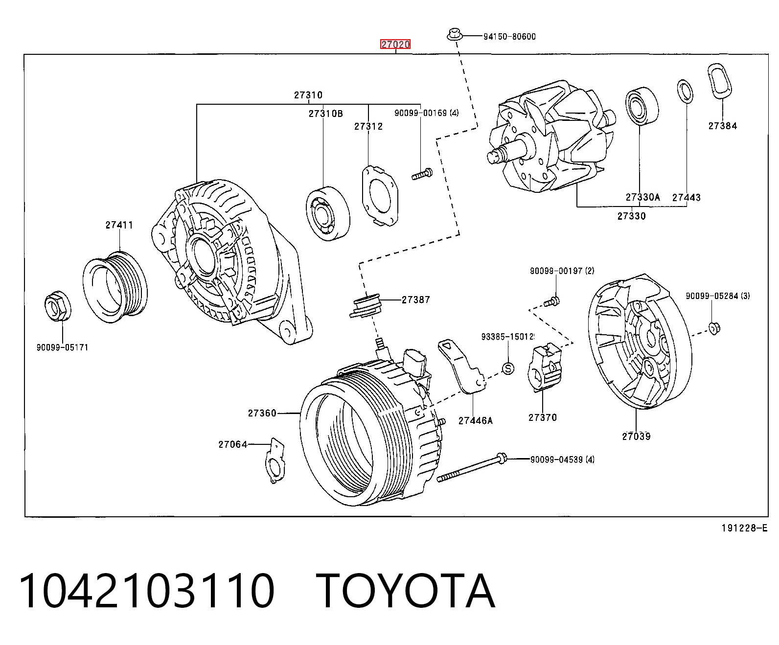 Alternador de coche para Lexus RX 300 MCU15
