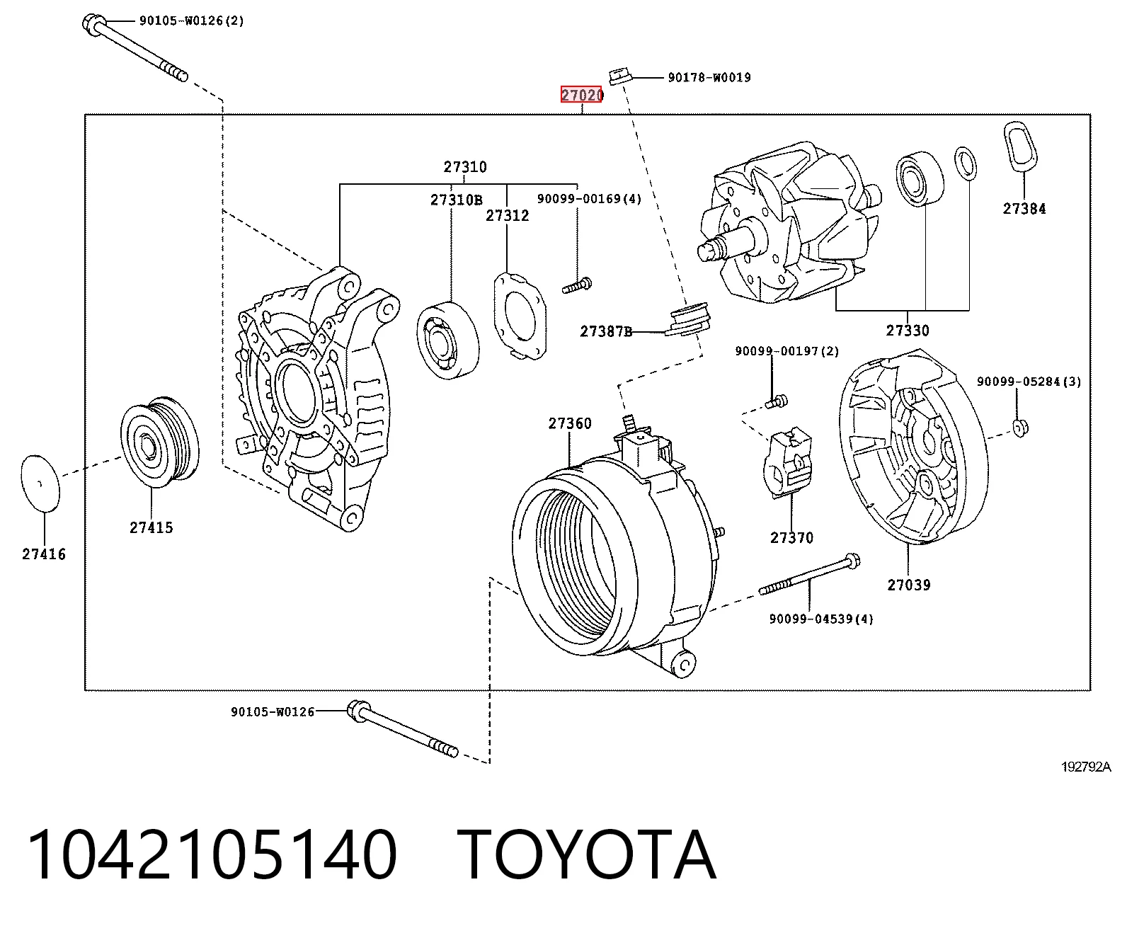 1042105140 Toyota Alternador de coche