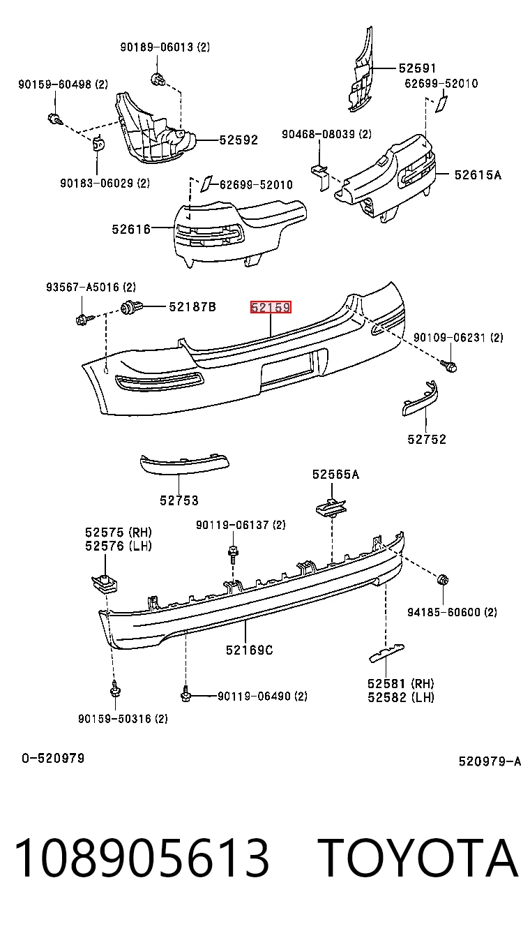 Parachoques trasero 108905613 TOYOTA