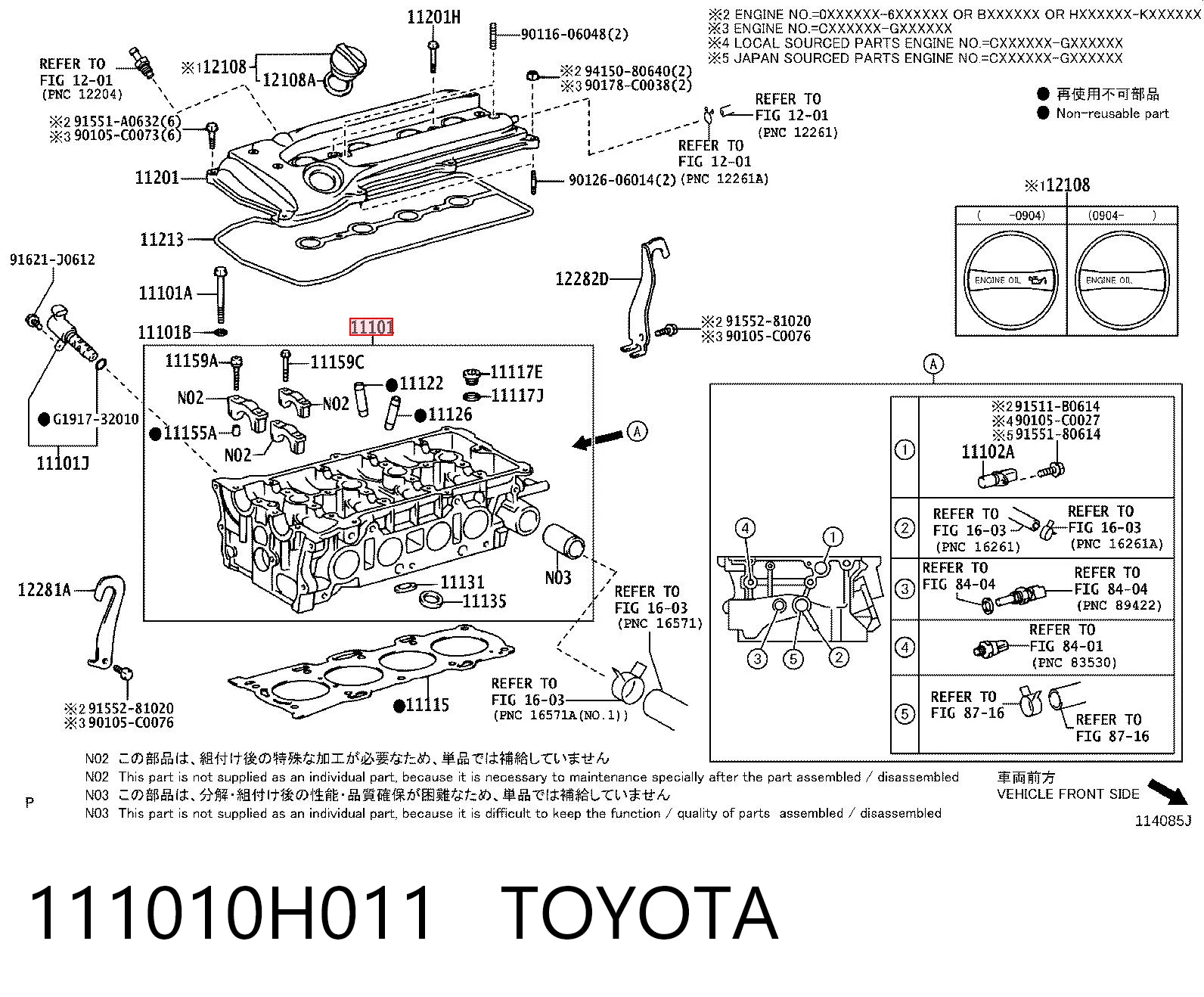 111010H011 Toyota Cabeza del motor