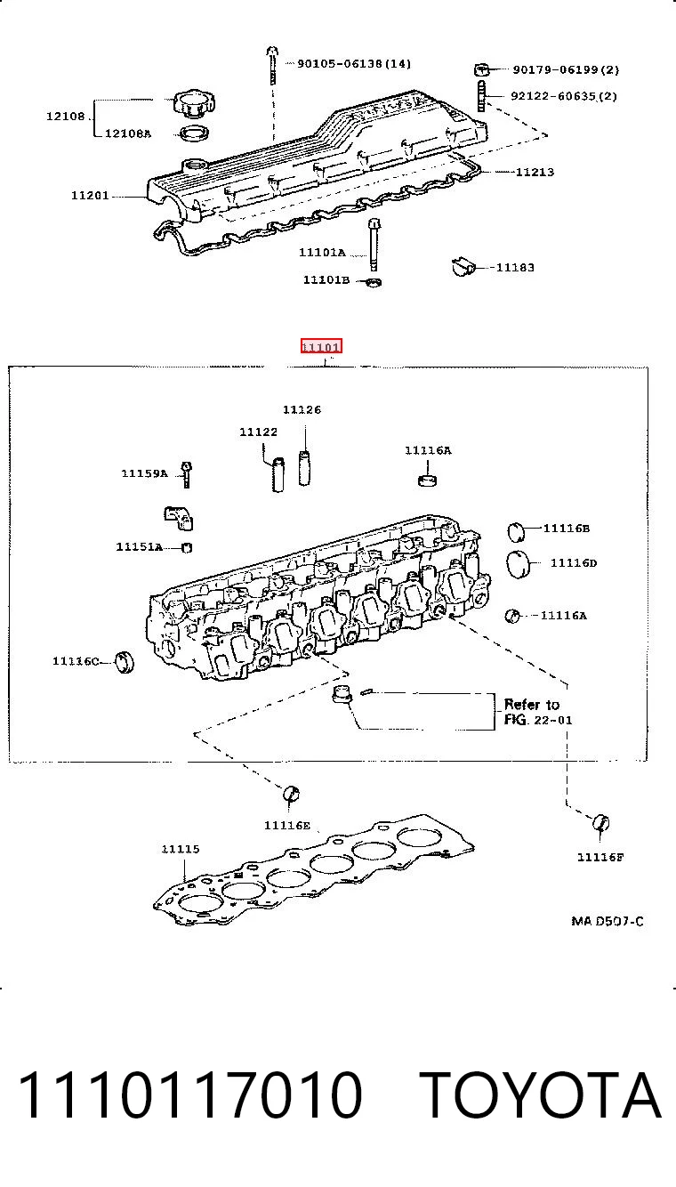 1110117010 Toyota Cabeza del motor