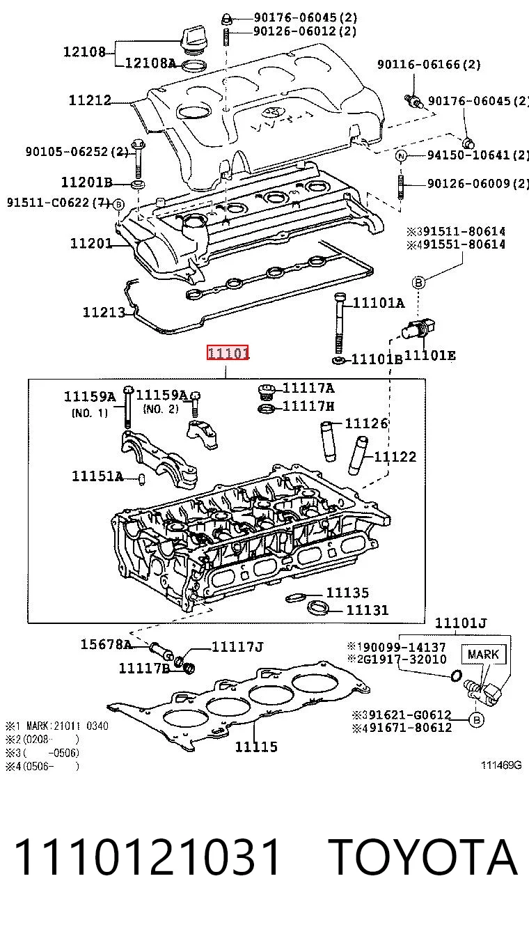 1110121031 Toyota Cabeza del motor