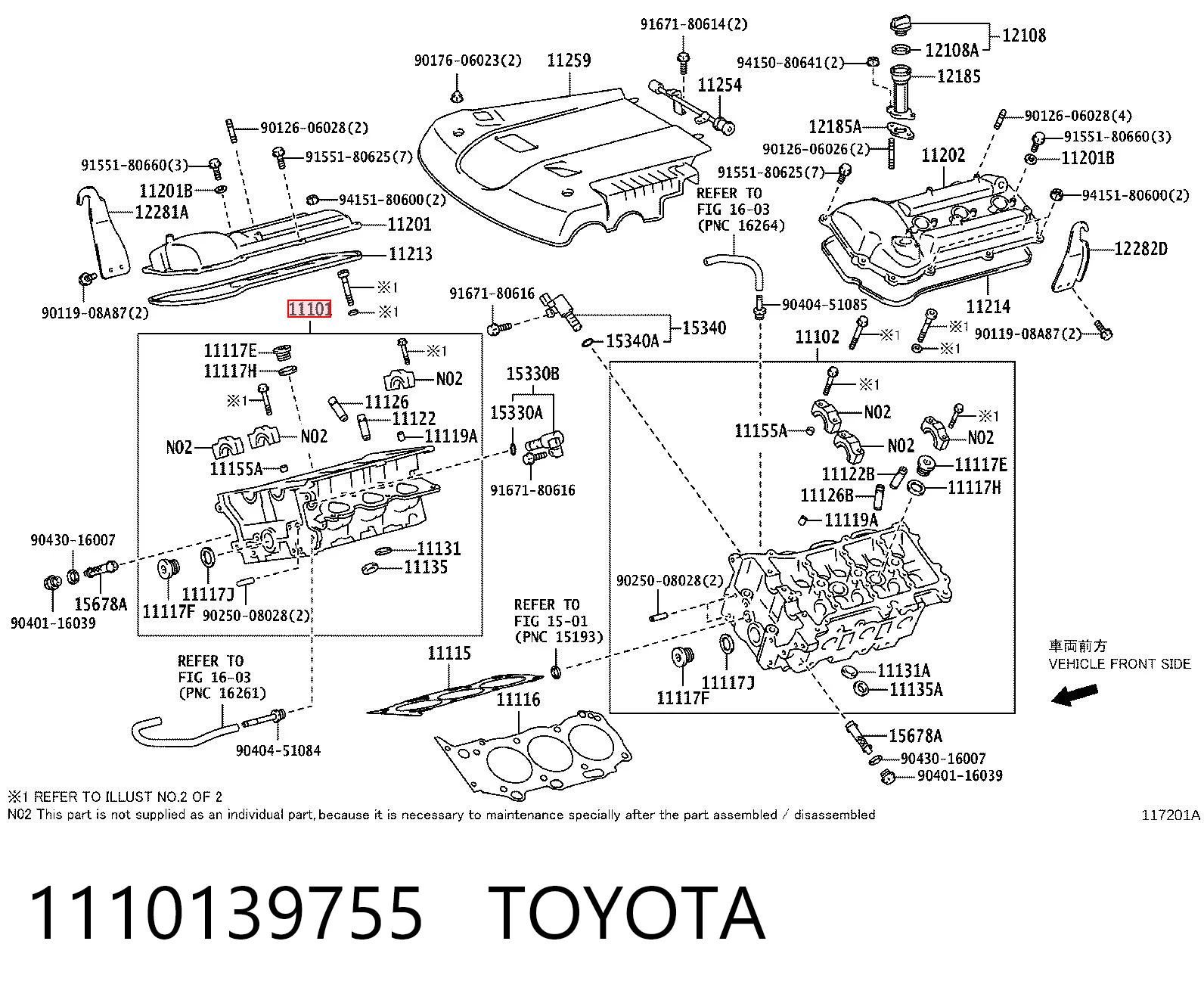 1110139755 Toyota Cabeza del motor