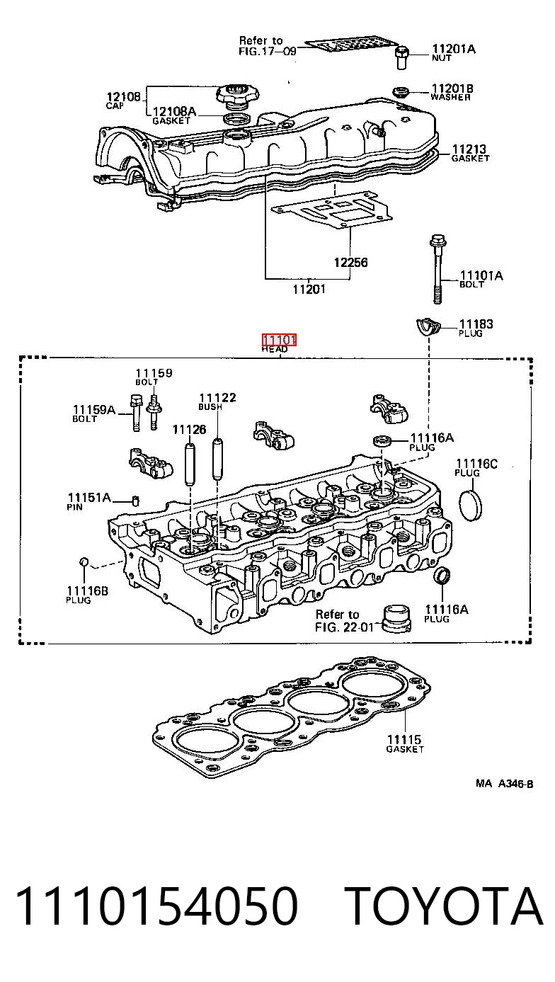 1110154050 Toyota Cabeza del motor