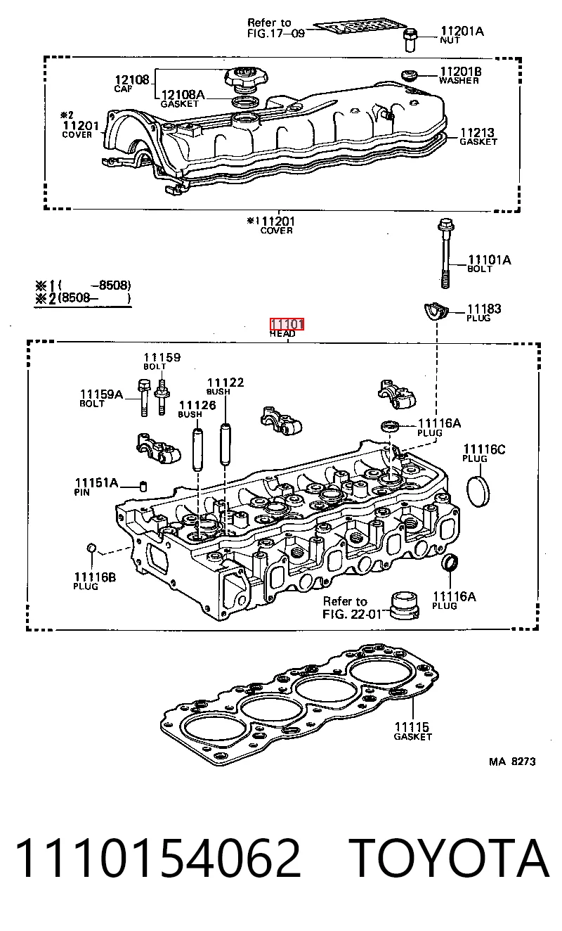 1110154062 Toyota Cabeza del motor