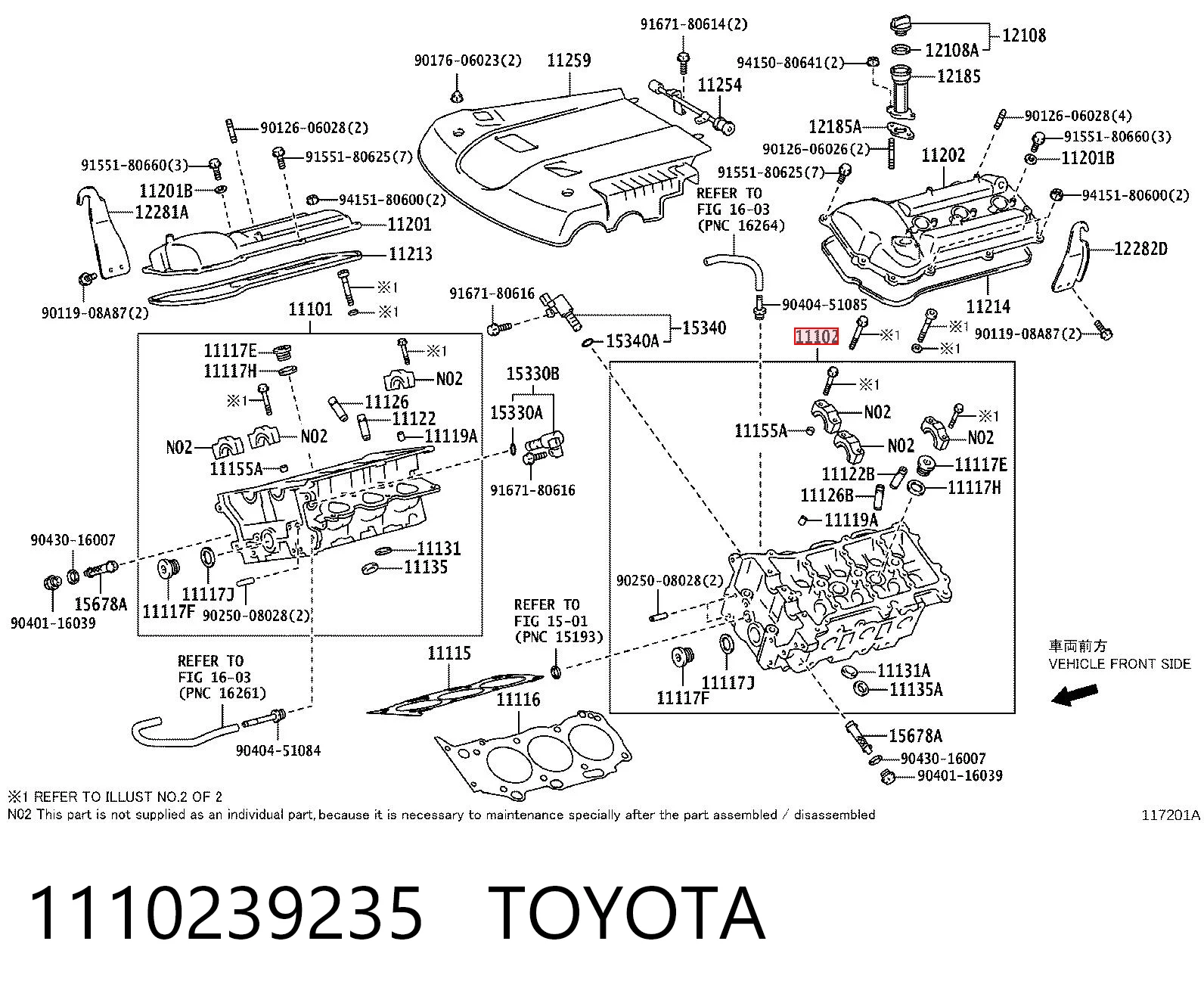 1110239235 Toyota Cabeza del motor