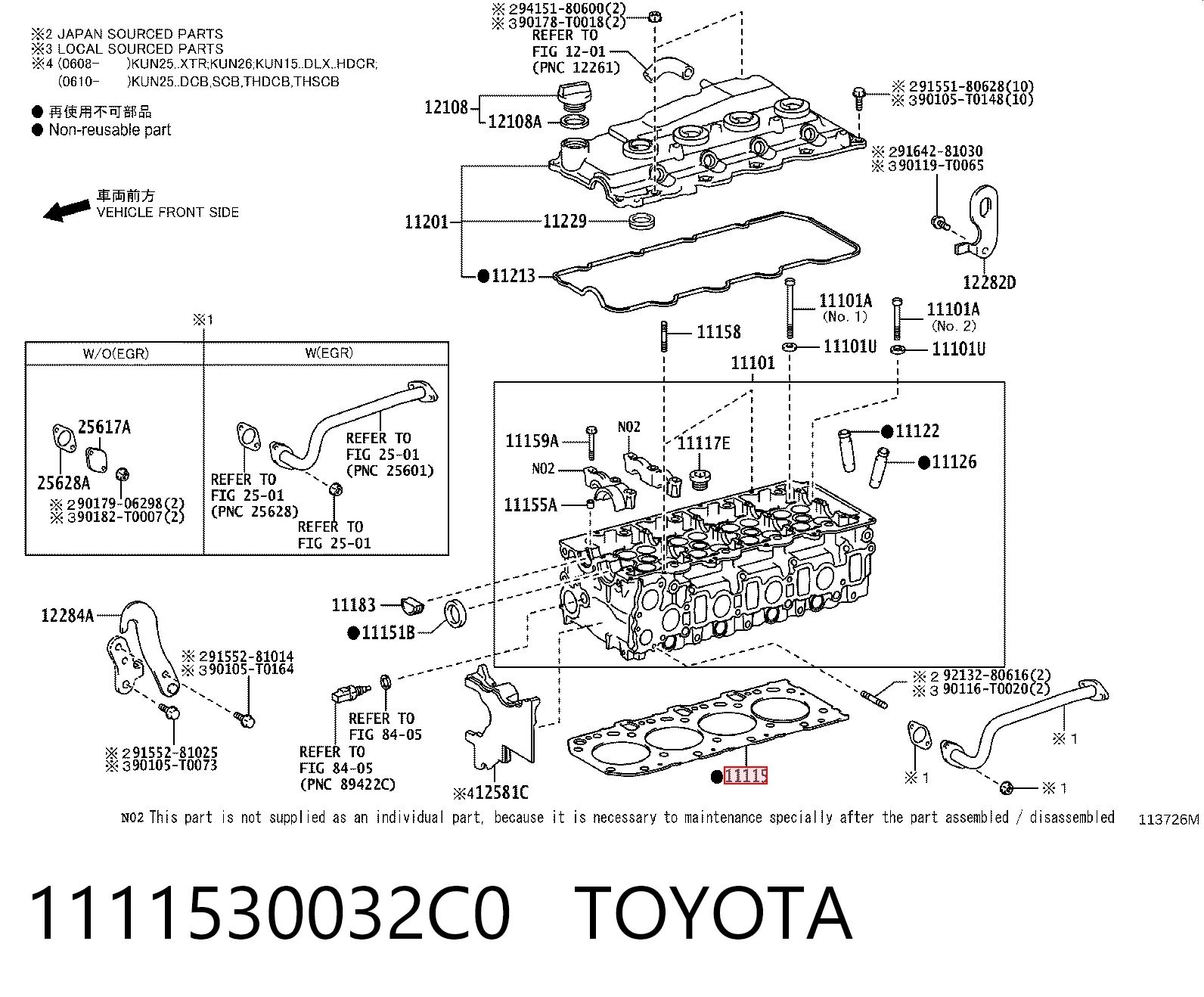 1111530032C0 Toyota Empaquetadura de culata