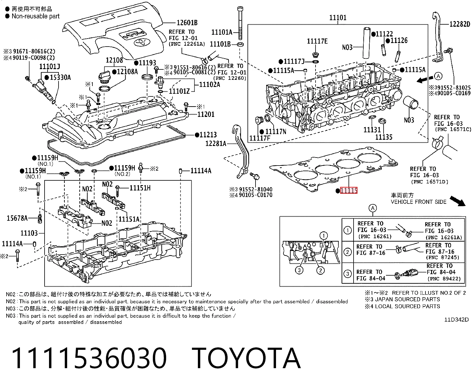 1111536030 Toyota Empaquetadura de culata