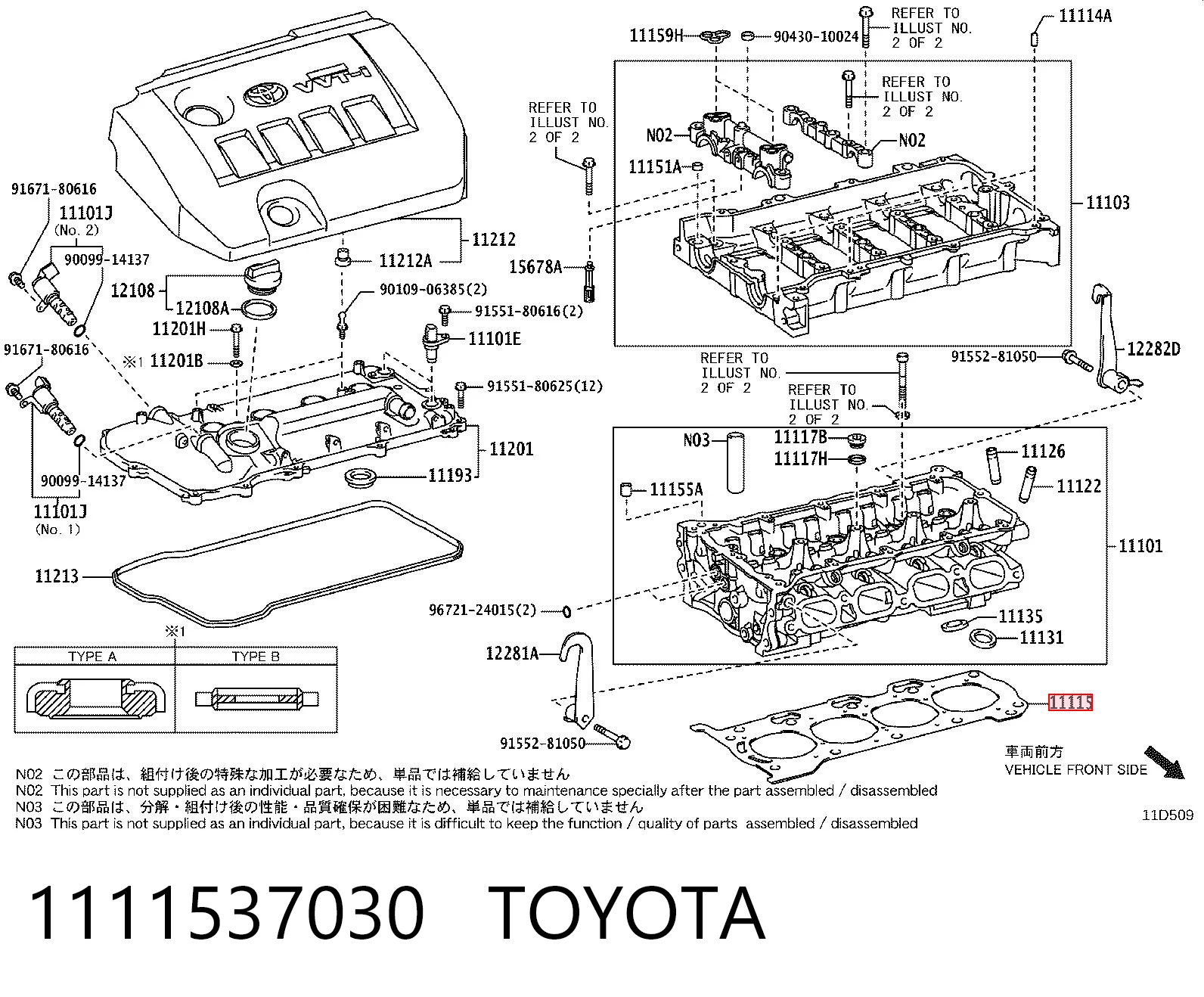 1111537030 Toyota Empaquetadura de culata