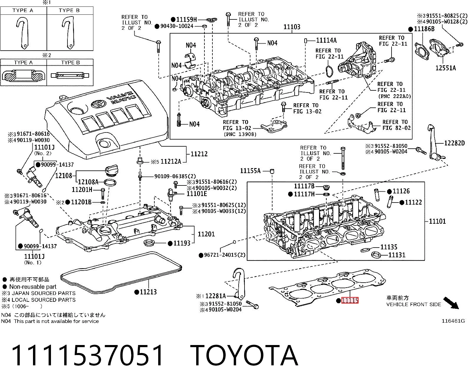 1111537051 Toyota Empaquetadura de culata