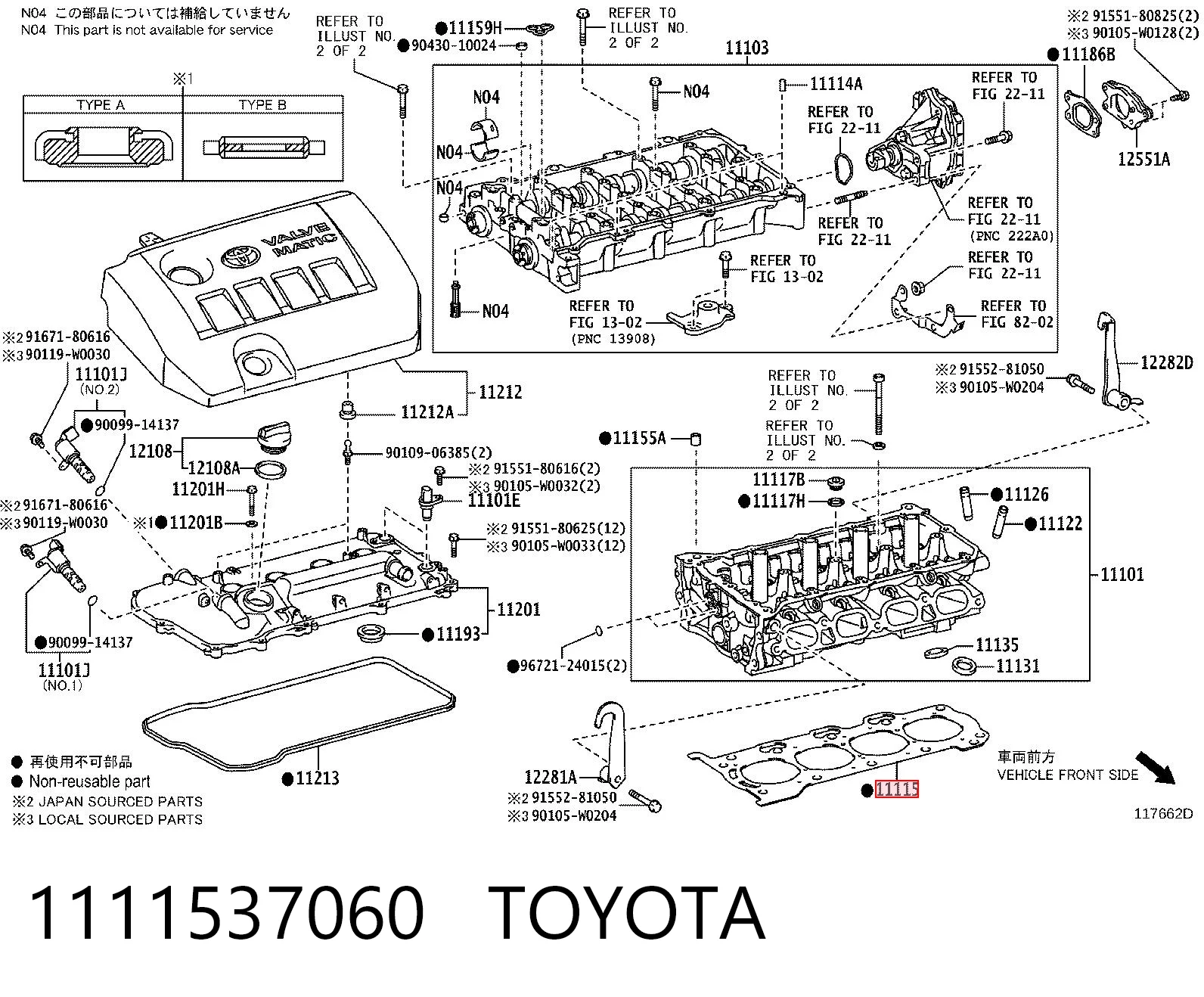 1111537060 Toyota Empaquetadura de culata