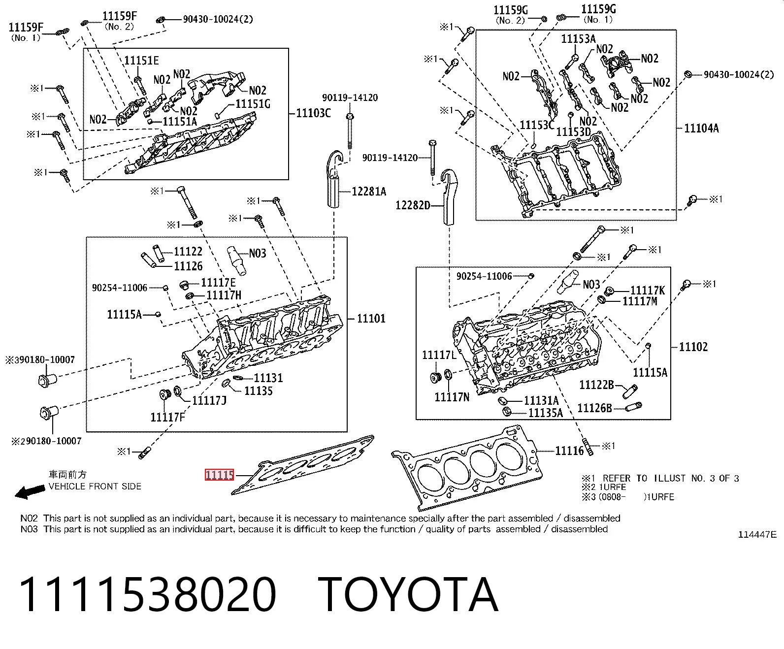 1111538020 Toyota Empaque de culata derecha