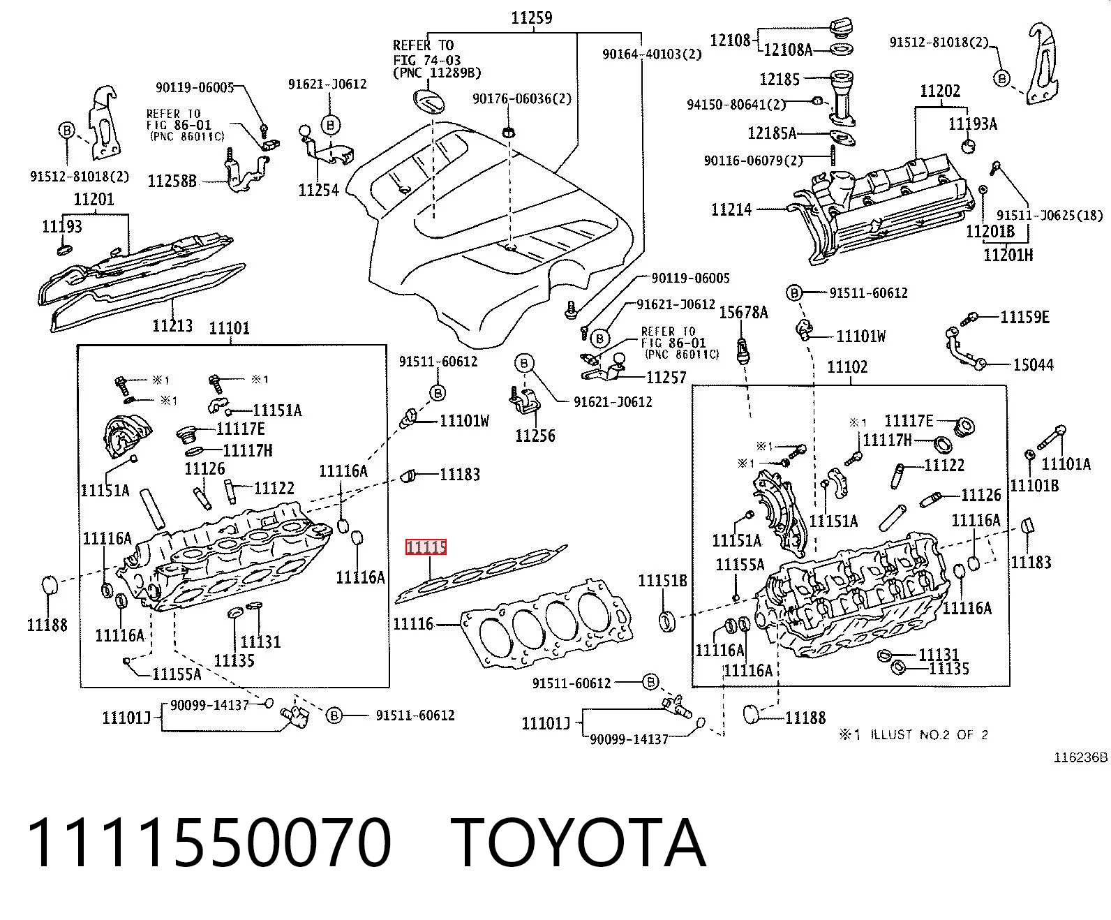 1111550070 Toyota Empaque de culata derecha