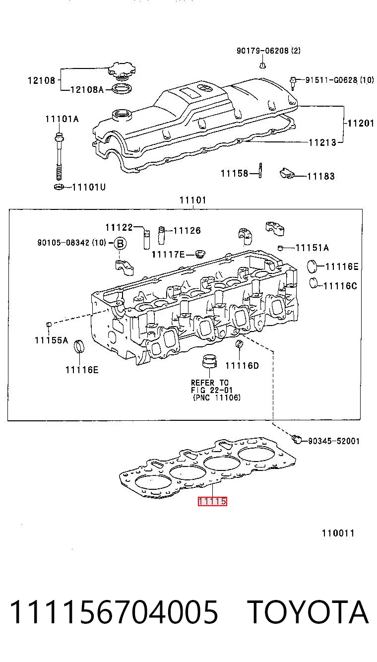 Empaquetadura de culata para Toyota Land Cruiser 90 J9
