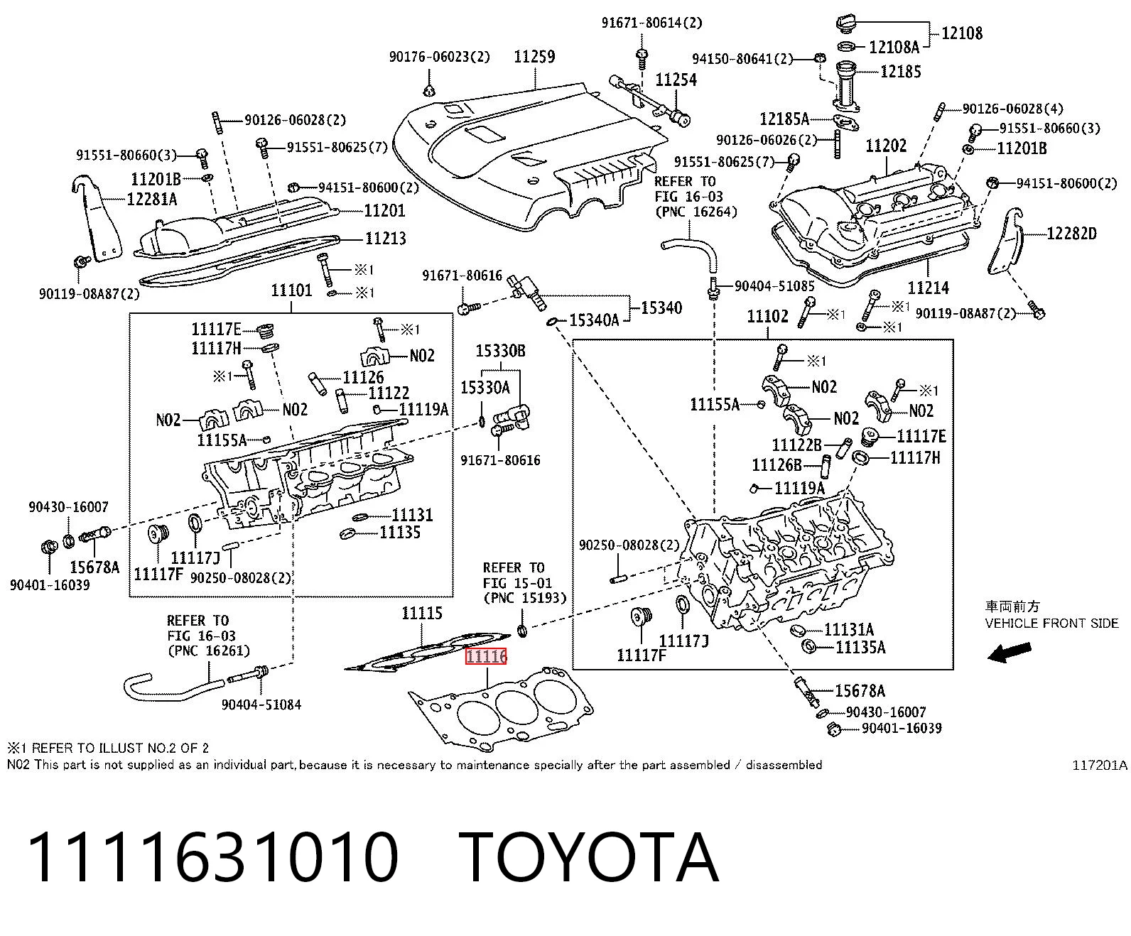 1111631010 Toyota Junta de culata izquierda