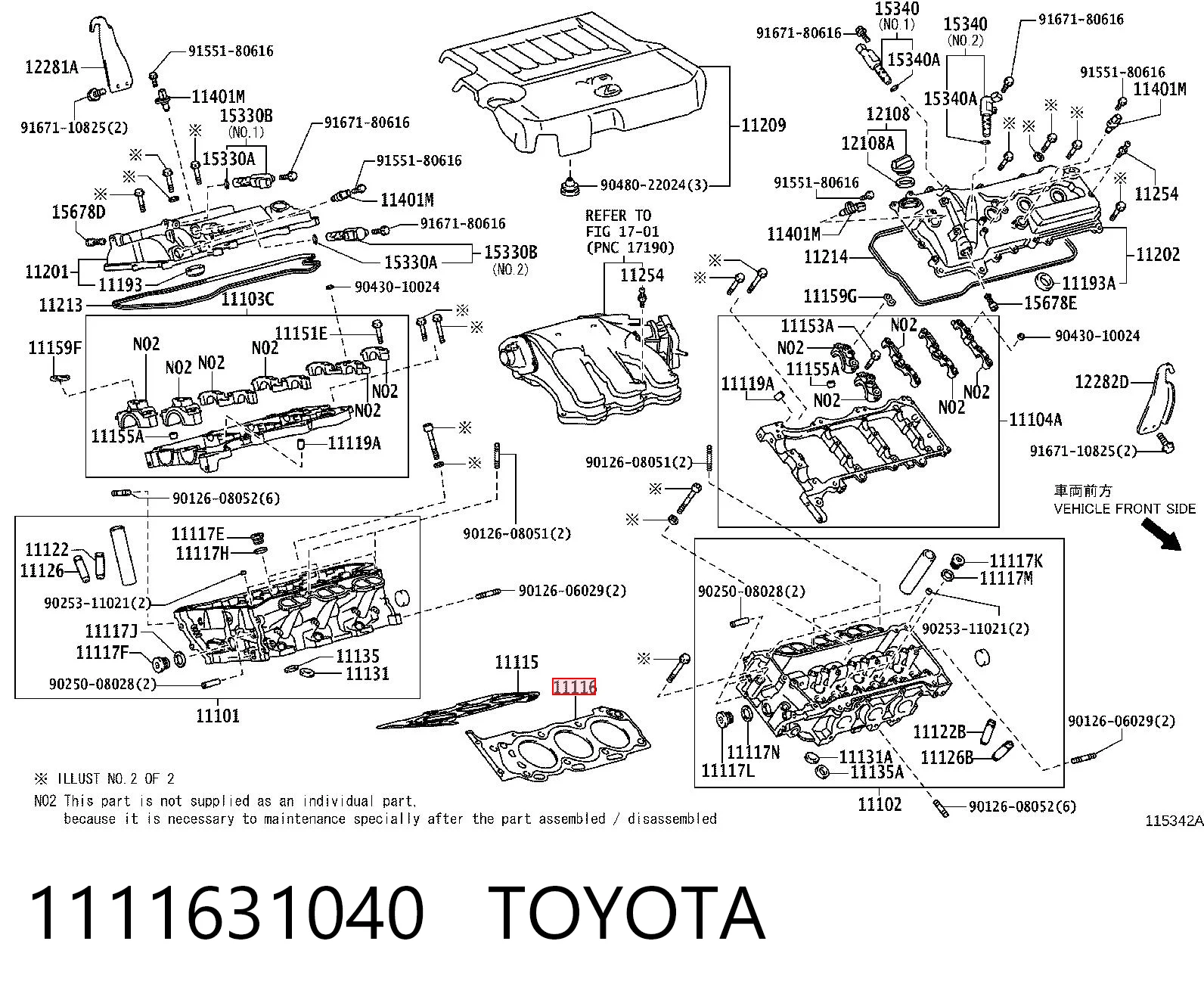 1111631040 Toyota Junta de culata izquierda