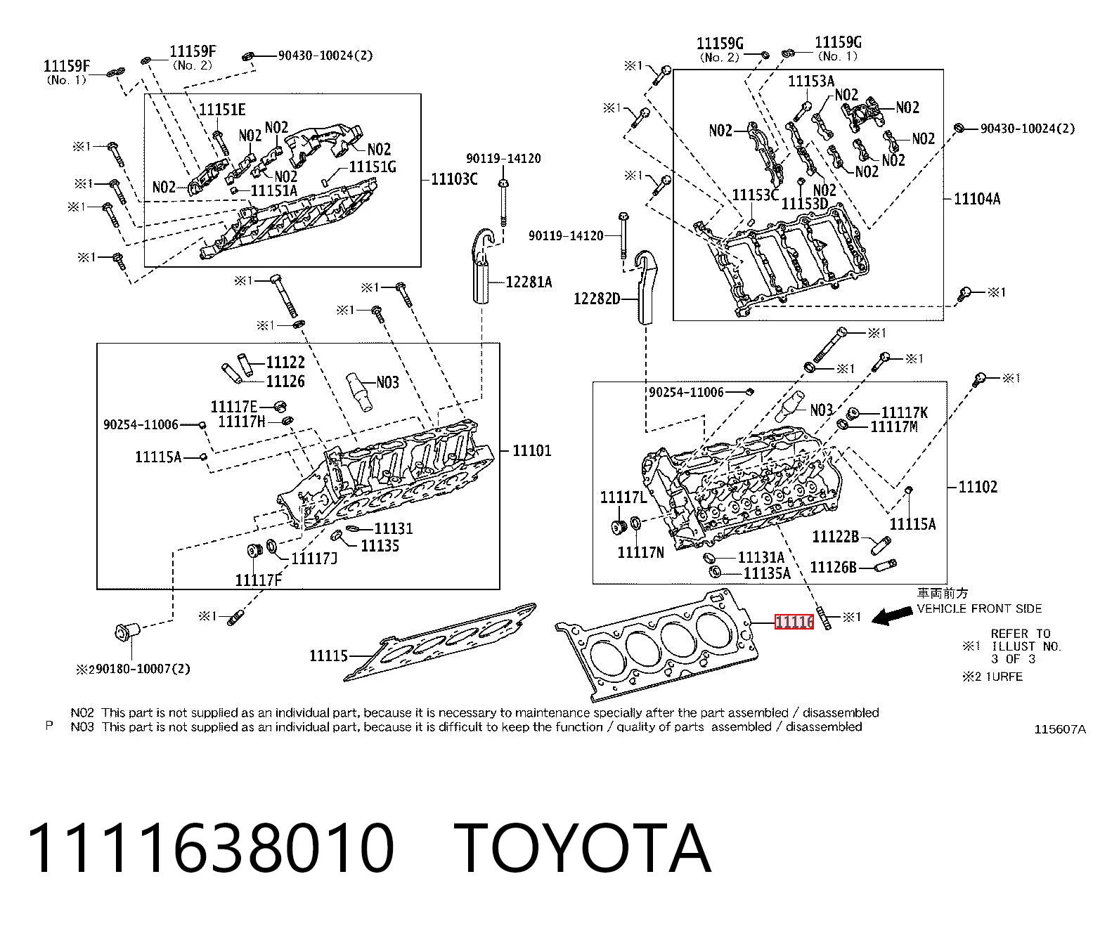 1111638010 Toyota Junta de culata izquierda