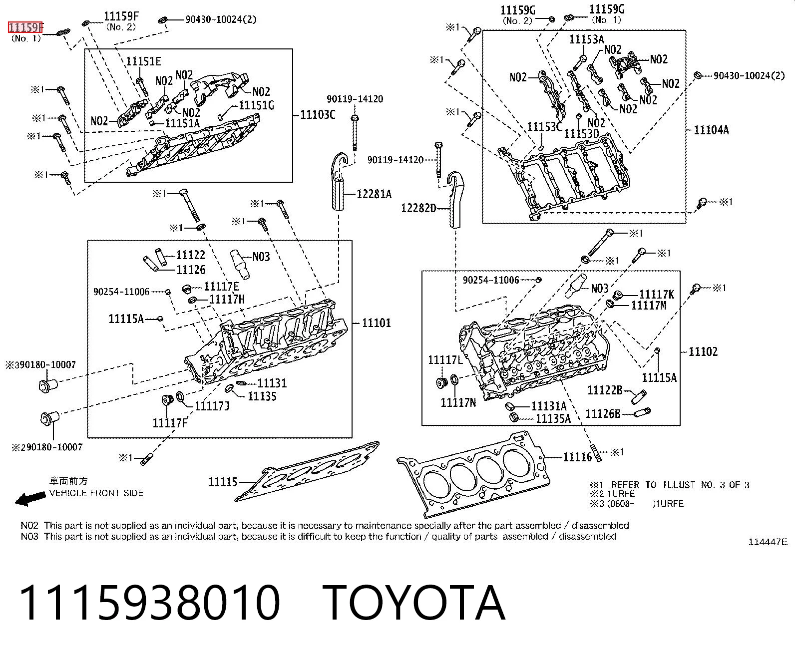 1115938010 Toyota Junta de tapa trasera del cigüeñal