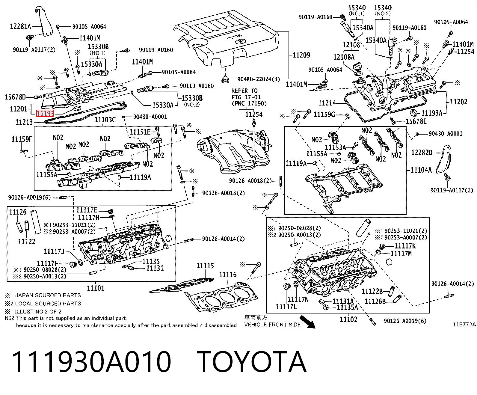 111930A010 Toyota Junta de tapa de balancines, anillo