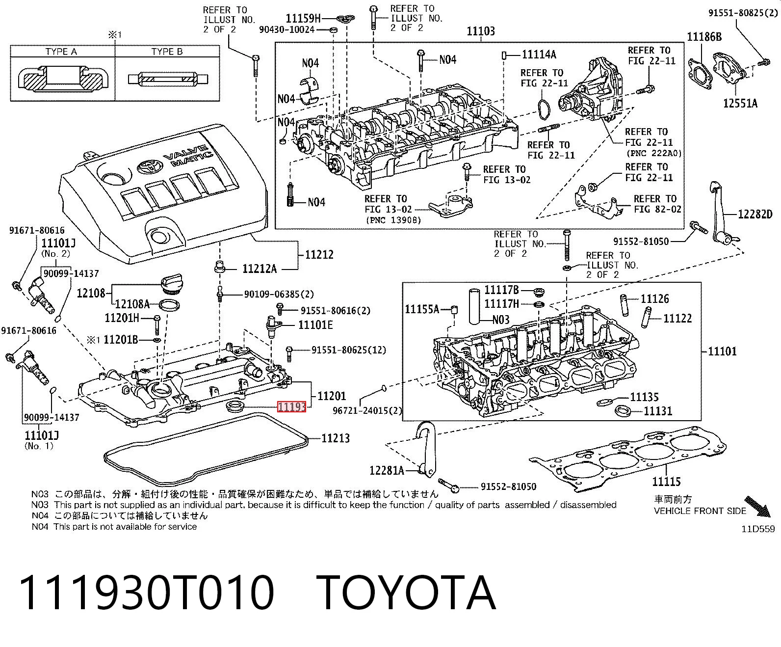 111930T010 Toyota Anillo de sellado del pozo de la bujía