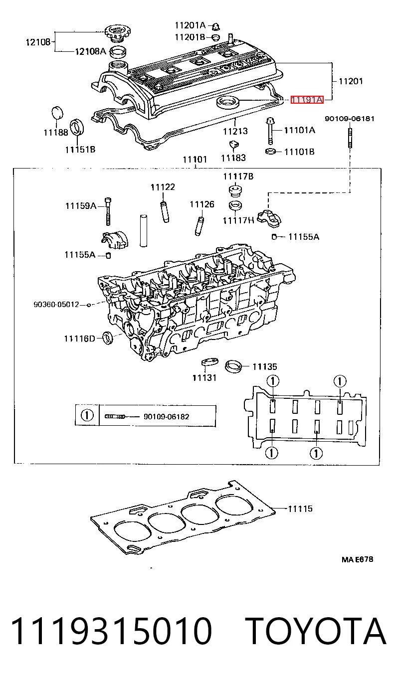 1119315010 Toyota Anillo de sellado del pozo de la bujía