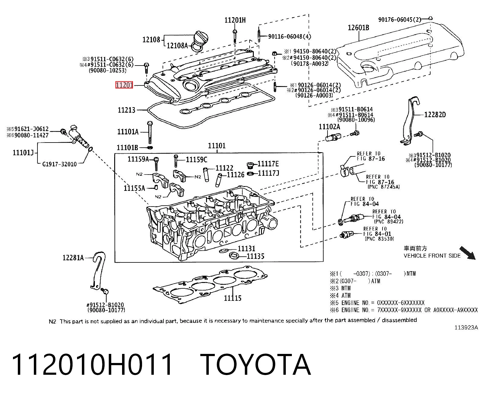 112010H011 Toyota Tapa de culata