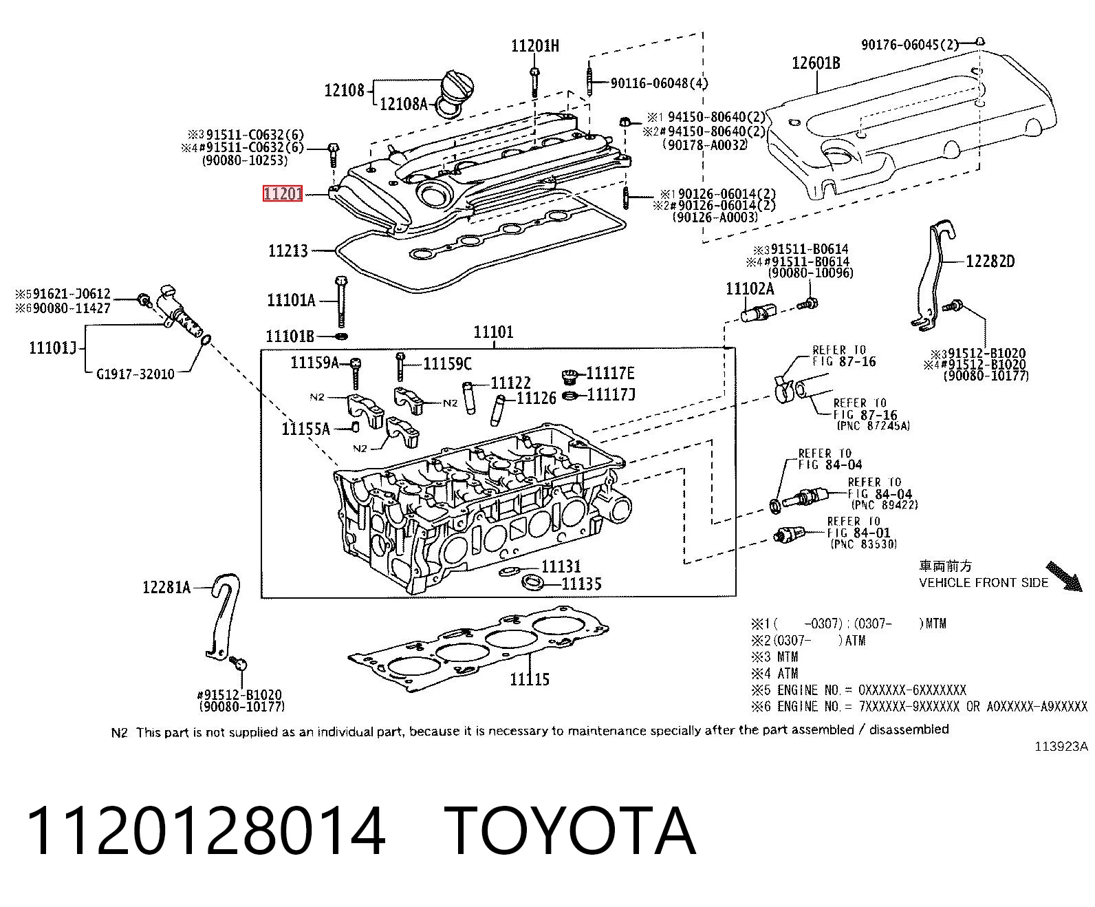 1120128014 Toyota Tapa de culata