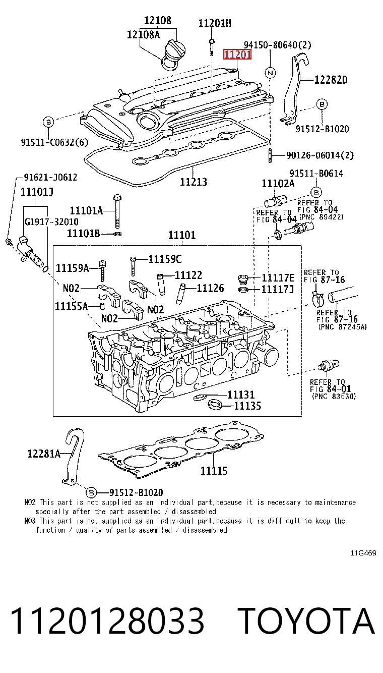 1120128033 Toyota Tapa de culata