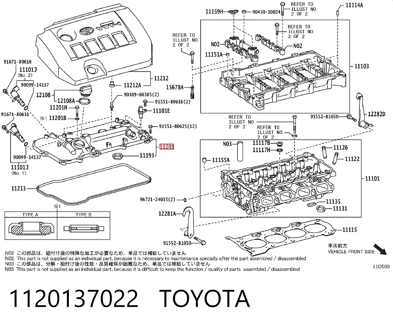 1120137022 Toyota Tapa de culata