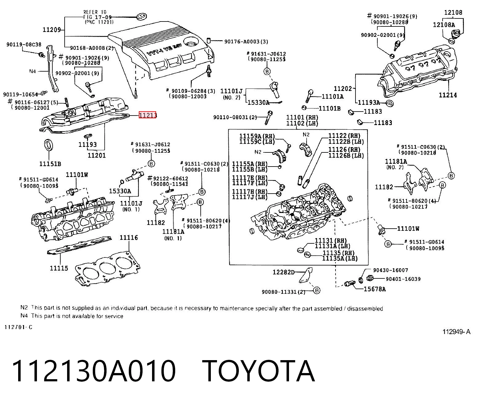 112130A010 Toyota Junta de tapa de válvulas derecha