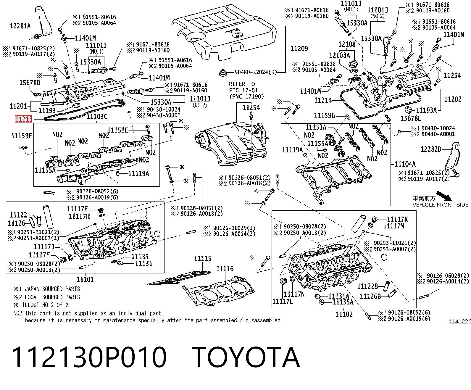 112130P010 Toyota Junta de tapa de válvulas derecha