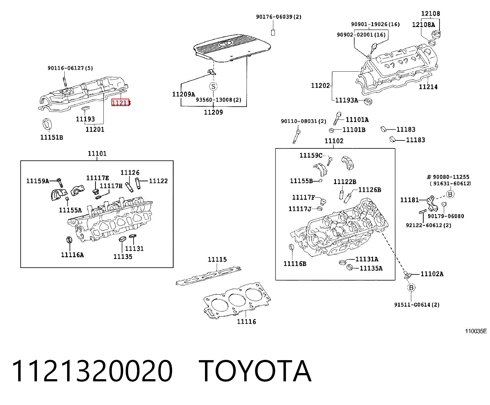 1121320020 Toyota Junta de tapa de válvulas derecha