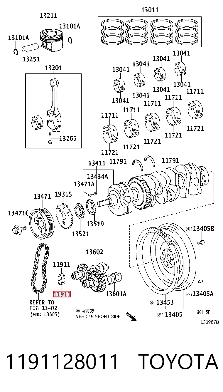 1191128011 Toyota Buje del eje intermedio